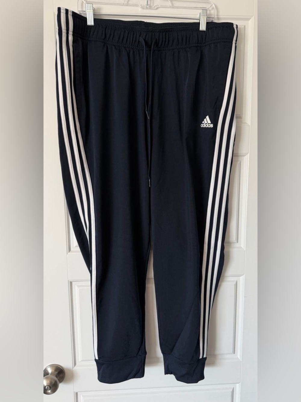 adidas navy Joggers with White Side Stripes